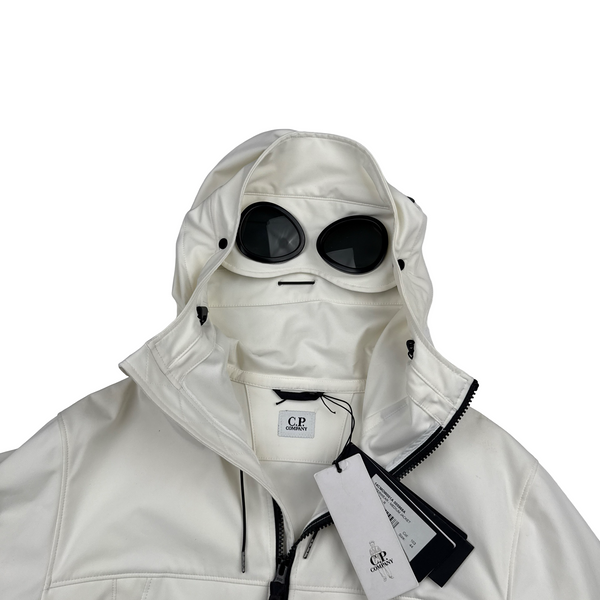 CP Company White Soft Shell R Goggle Hooded Zipped Jacket - XS