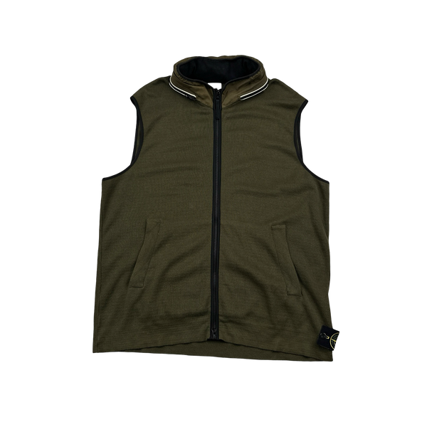 Stone Island 2013 Khaki Cotton Foldout Hood Gilet - 3XL