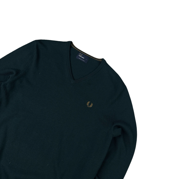 Fred Perry Dark Green V Neck Knit - Large