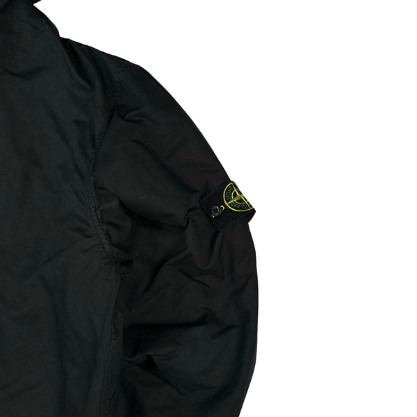 Stone Island 2007 Black David TC Dutch Liner Spellout Hood Long Parka Jacket - XXL