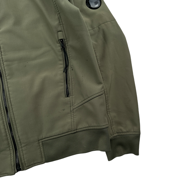 CP Company Khaki Green Fleece Lined Soft Shell Jacket - Large