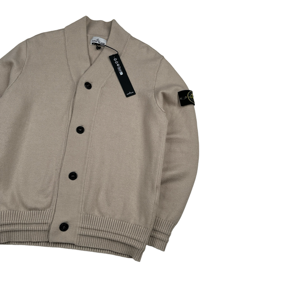 Stone Island 2024 Beige Wool Knit Buttoned Jumper - Medium