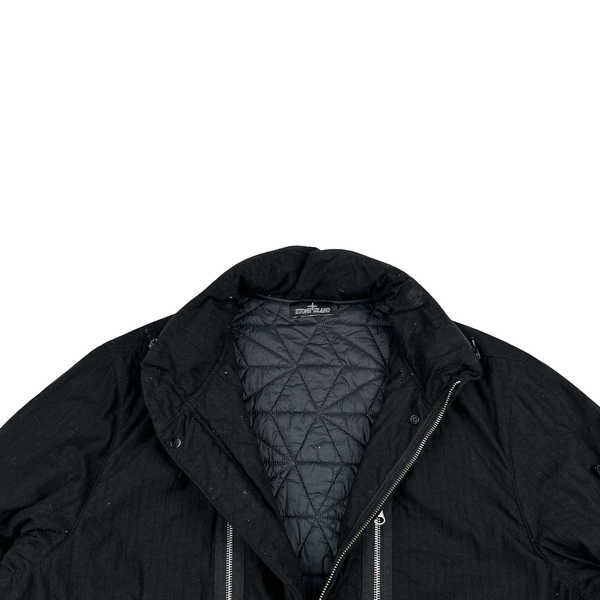 Stone Island 2019 Shadow Project Black Naslan Rip-Stop Quilted Jacket - Medium