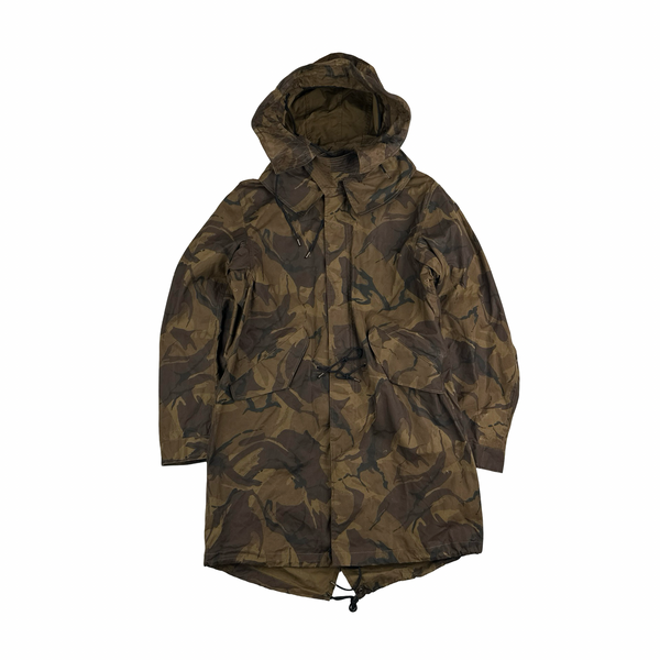 Ten C Lightweight Brown Camo Long Hooded Parka Jacket - Large