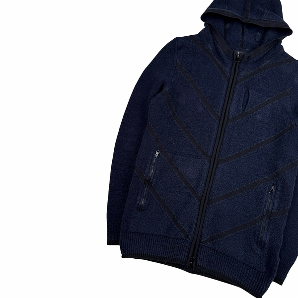 Stone Island Dark Navy Shadow Project Knit Zipped Hooded Jumper - Small