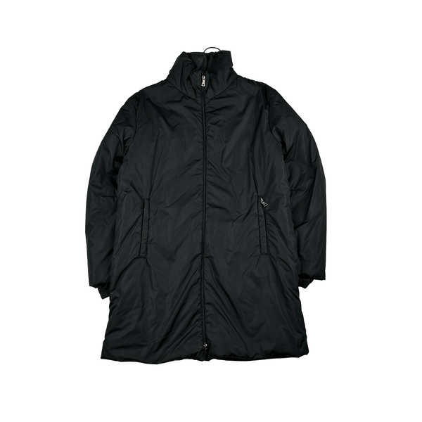 Prada Black Nylon Padded Long Jacket - Small
