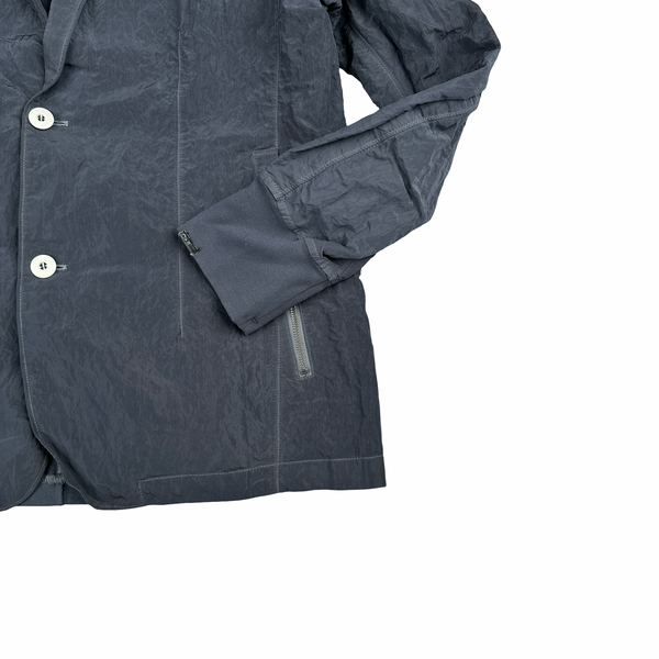Stone Island 2012 Navy Silver Nylon Shadow Project Blazer Overshirt Jacket - XL
