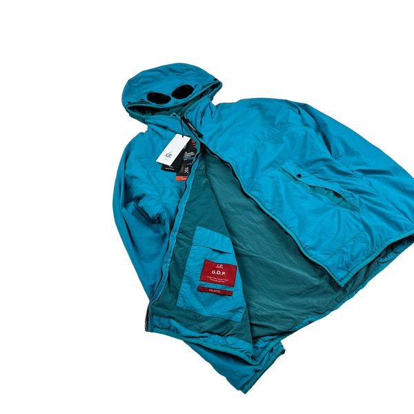 CP Company GDP Blue Hooded Lightweight Nylon Goggle Jacket - Medium