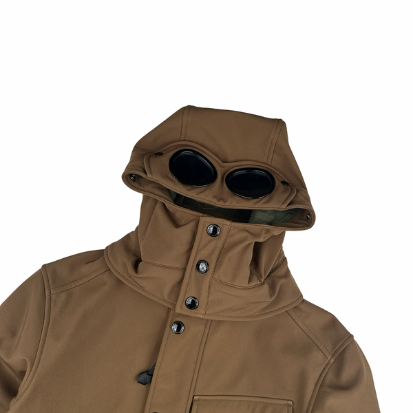 CP Company Brown Goggle Soft Shell Field Jacket - Small