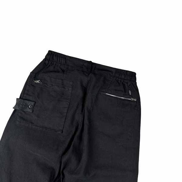 Stone Island Shadow Project Black Linen Trousers - Medium
