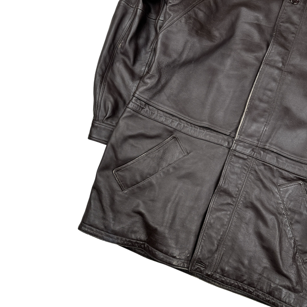 Burberry Leather Nova Check Lined Collared Duffle Coat - 3XL
