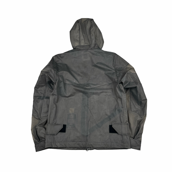 Plurimus Matte Grey Dual Hood Polycover Zipped Jacket - Small