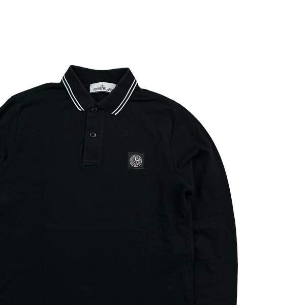 Stone Island 2021 Black Longsleeve Polo Shirt - Small