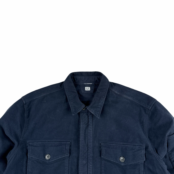 CP Company Mole Skin Cotton Navy Multi Pocket Zipped Overshirt - XL