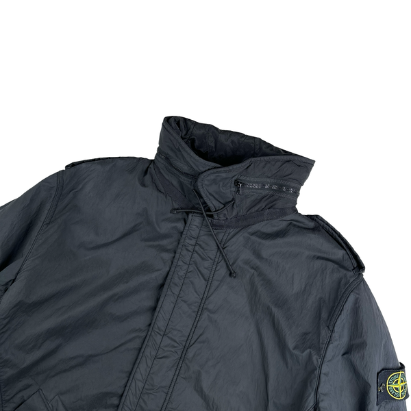 Stone Island 2010 Black Heavyweight Wool Lined Trench Coat - XL