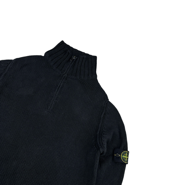 トップス 2003 STONE  DoubleZip Knit Sweat AW 2003 STONE ISLAND OLIVE HOODED KNIT JUMPER - Jazzy Badger