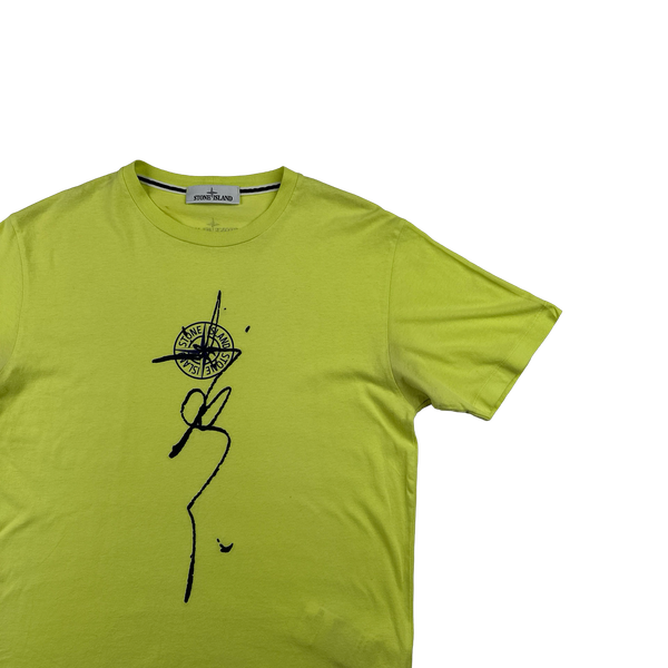 Stone Island 2022 Neon Cotton Compass Graphic T Shirt - Medium