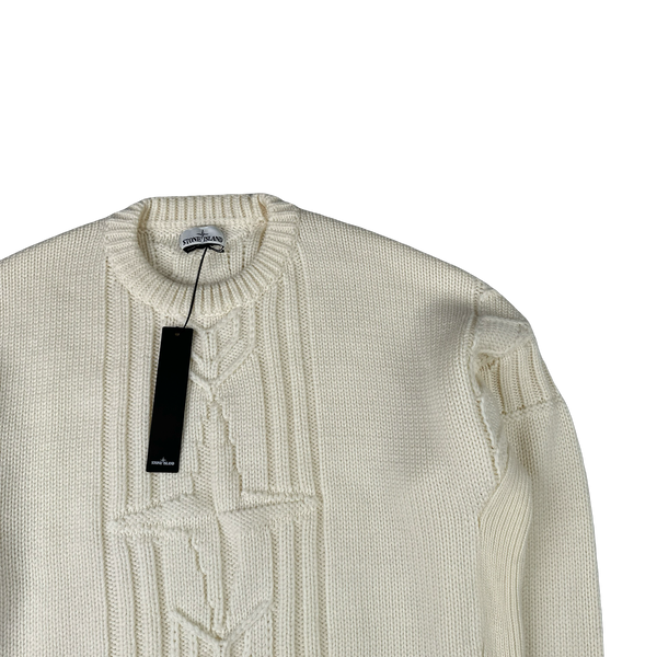 Stone Island 2020 White Thick Winter Embossed Knit - 3XL