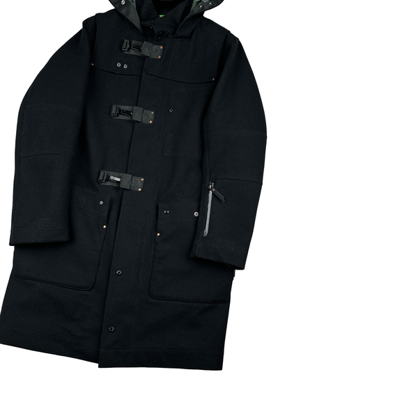Ma Strum Navy Clasp Multi Pocket Long Wool Jacket- Small