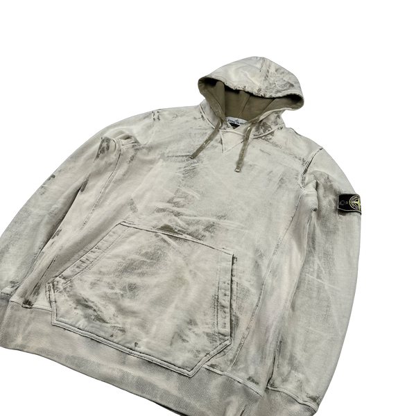 Stone Island 2017 Khaki Hand Corrosion Pullover Hoodie - Large