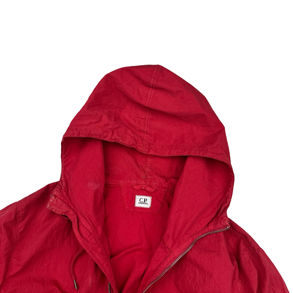 CP Company Red Cotton Lightweight Lens View Hooded Jacket - XXL