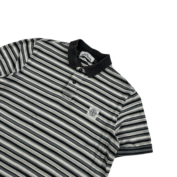Stone Island 2014 Grey Striped Short Sleeved Polo Shirt - Large