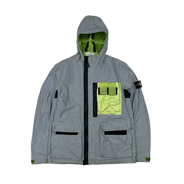 Stone Island 2017 Green Garment Dyed Plated Reflective Mussola Jacket - Large