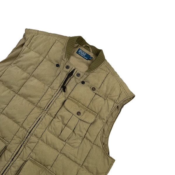 Ralph Lauren Vintage Tan Quilted Cargo Gilet - XXL