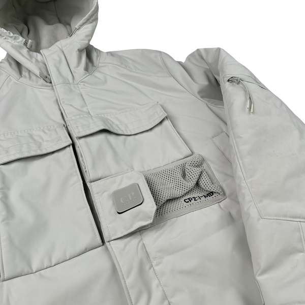 CP Company Cream Fleece Lined Heavyweight Dynatec Metropolis Jacket - Large