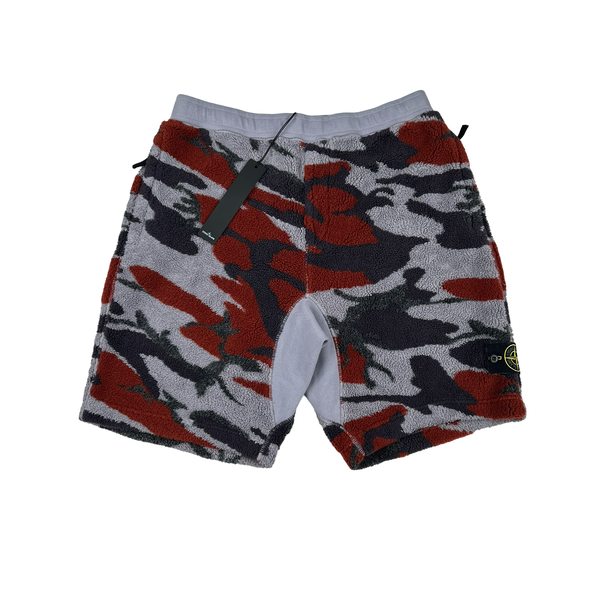 Stone Island 2022 Thick Teddy Pile Camo Shorts - Large