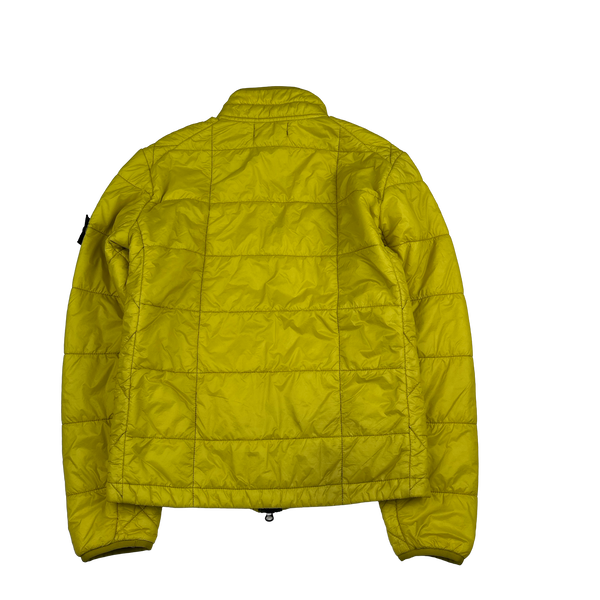 Stone Island 2019 Yellow Garment Dyed Quilted Micro Yarn Bomber Jacket - Small
