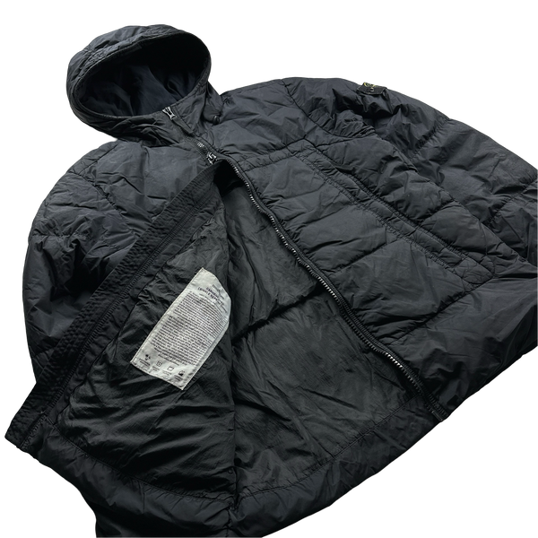 Stone Island 2020 Black Crinkle Reps Puffer Jacket - Medium