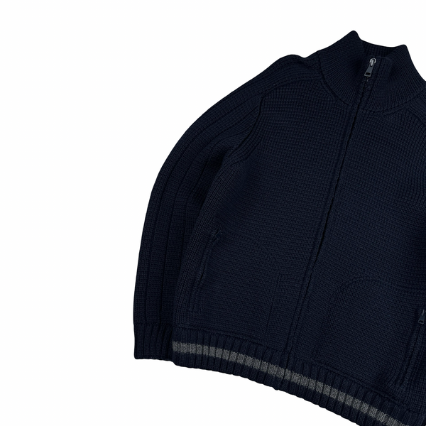 Gucci Navy Heavyweight Thick Wool Knit Zipped Jumper  - XL