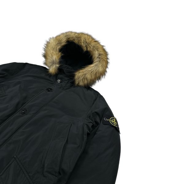 Stone Island 2018 Black Micro Reps Down Filled Parka Jacket - Small