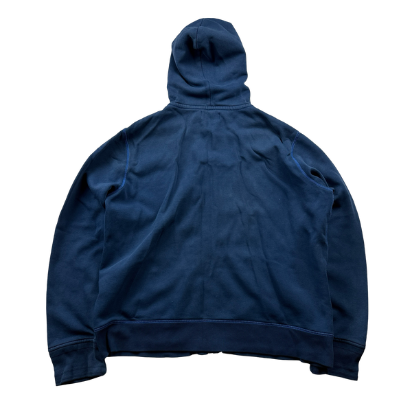 Ralph Lauren Blue Contrast Stitch Cotton Zipped Hoodie - XL