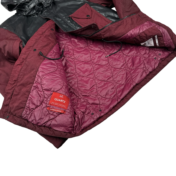 CP Company Red Quartz Quilted Paneled Goggle Jacket - Medium