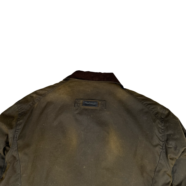 Barbour Corbridge Brown Cotton Flannel Lined Wax Field Jacket - Small