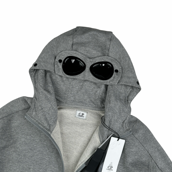 CP Company Grey Cotton Goggle Hoodie - Small - Large