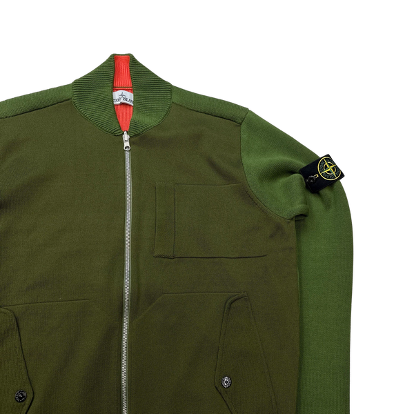 Stone Island 2022 Green/Coral Knit Reversible Cardigan - Medium