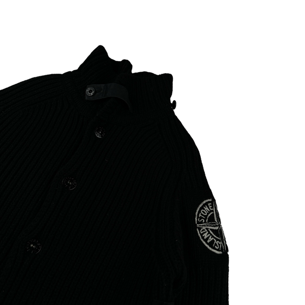 Stone Island 2005 Heavyweight Wool Knit Spellout Cardigan - XL
