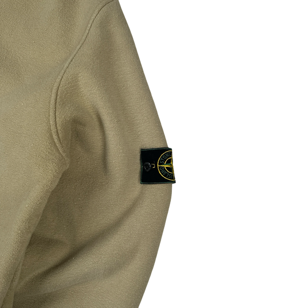 Stone Island 1999 Beige Butterfly Hood Fleece Lined Vintage Buttoned Jumper - XL