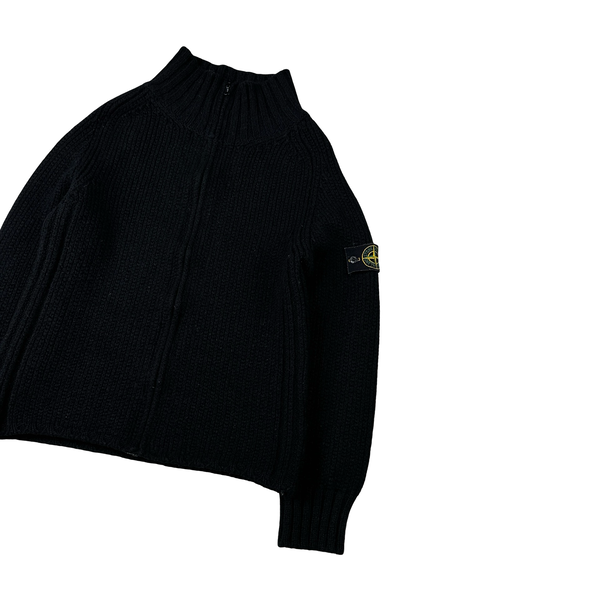 Stone Island 2001 Black Heavyweight Knitted Jumper - Small