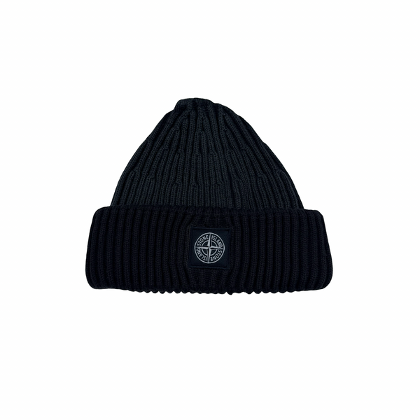 Stone Island Khaki Ribbed Logo Patch Beanie