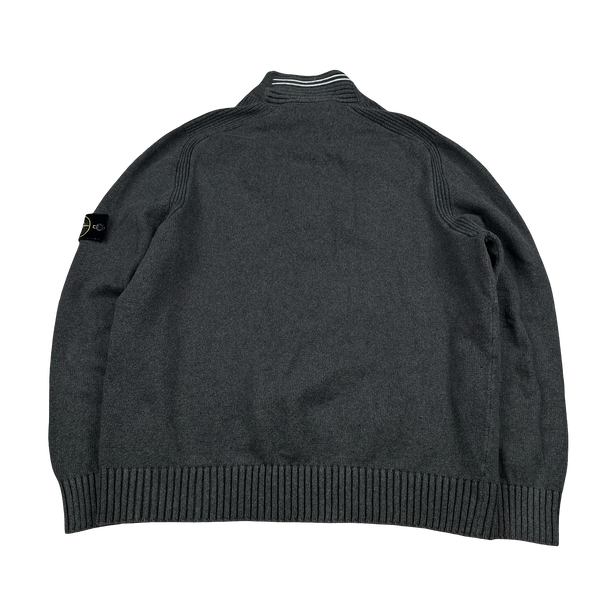 Stone Island 2012 Grey Cotton Knit Quarter Buttoned Jumper - 3XL