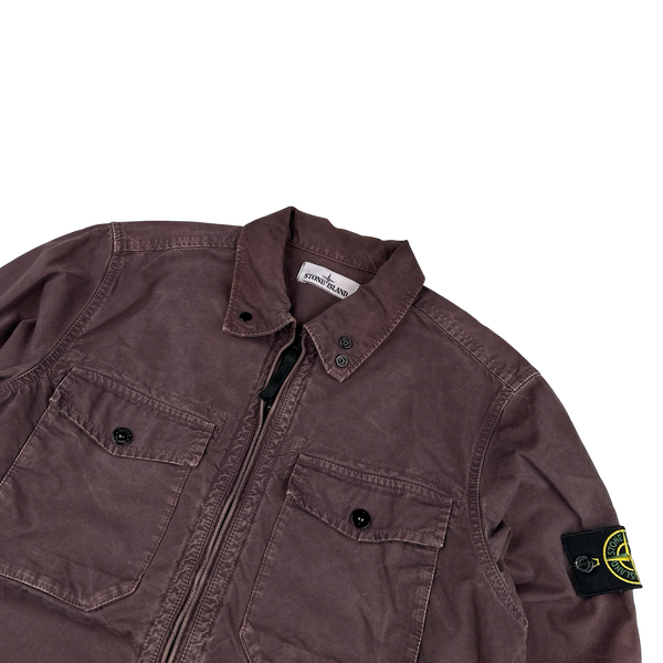 Stone Island 2015 Burgundy Thick Cotton Overshirt - Small