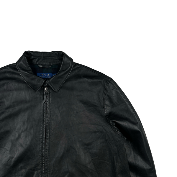 Ralph Lauren Black Heavyweight Leather Jacket - XL