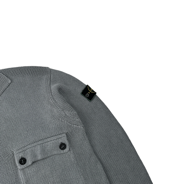 Stone Island 1998 Vintage Grey Thick Cotton Buttoned Knit - XL