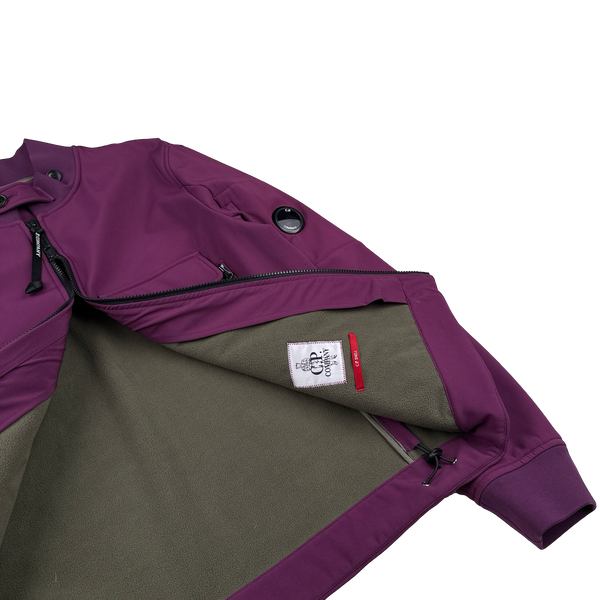 CP Company Purple Fleece Lined Soft Shell Bomber Jacket - Large