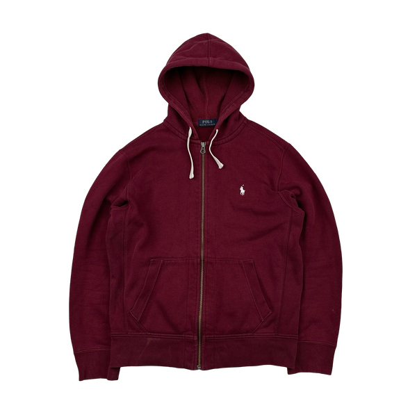 Ralph Lauren Red Thick Cotton Zipped Hoodie - Medium