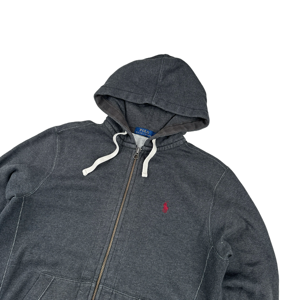 Ralph Lauren Charcoal Grey Zipped Hoodie - Small